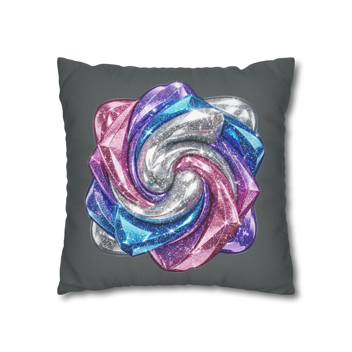 3D Glitter Design Dark Grey Spun Polyester Square Pillowcase