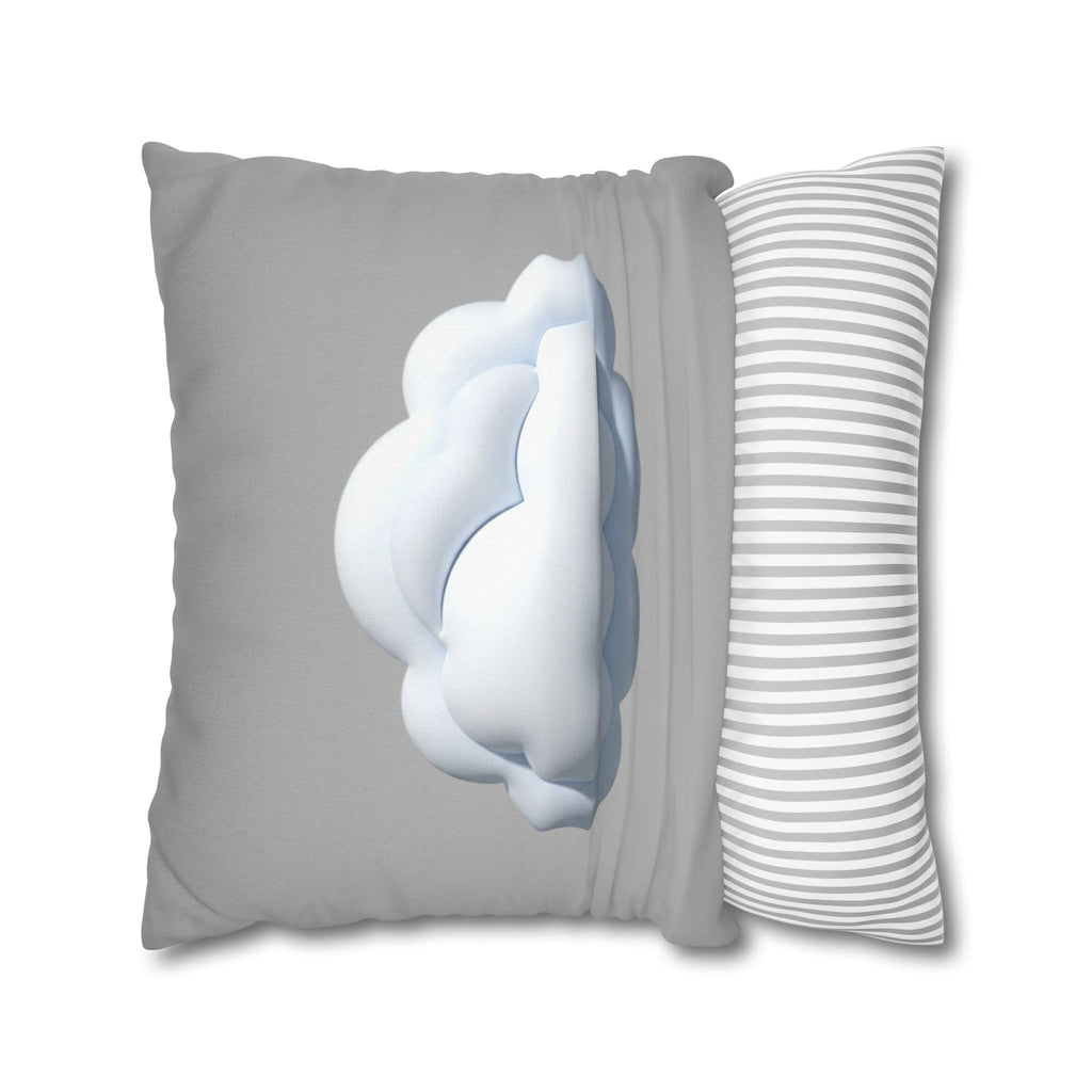 Cloud Throw Pillow Cover — Soft Light Gray Decorative Square Pillowcase