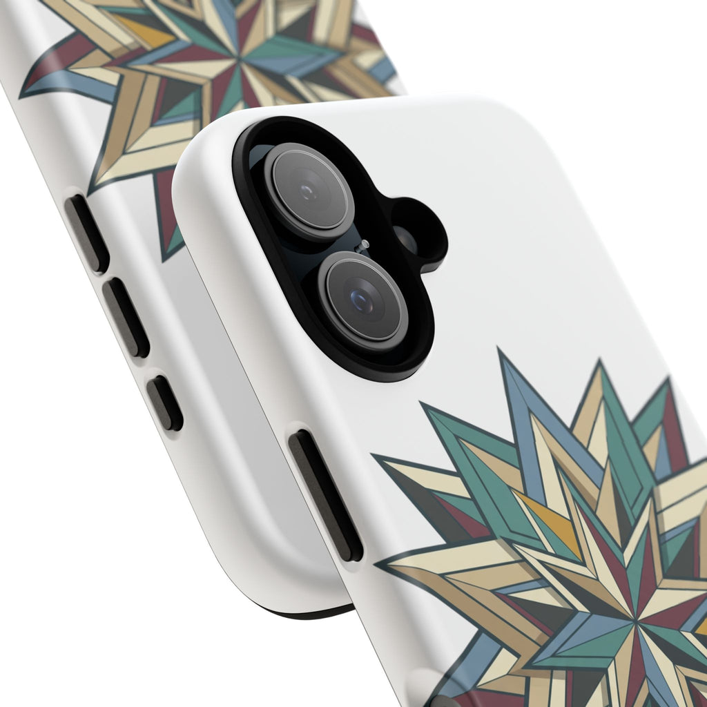 Geometric Star Phone Case — Teal & Earthtone Mandala Design