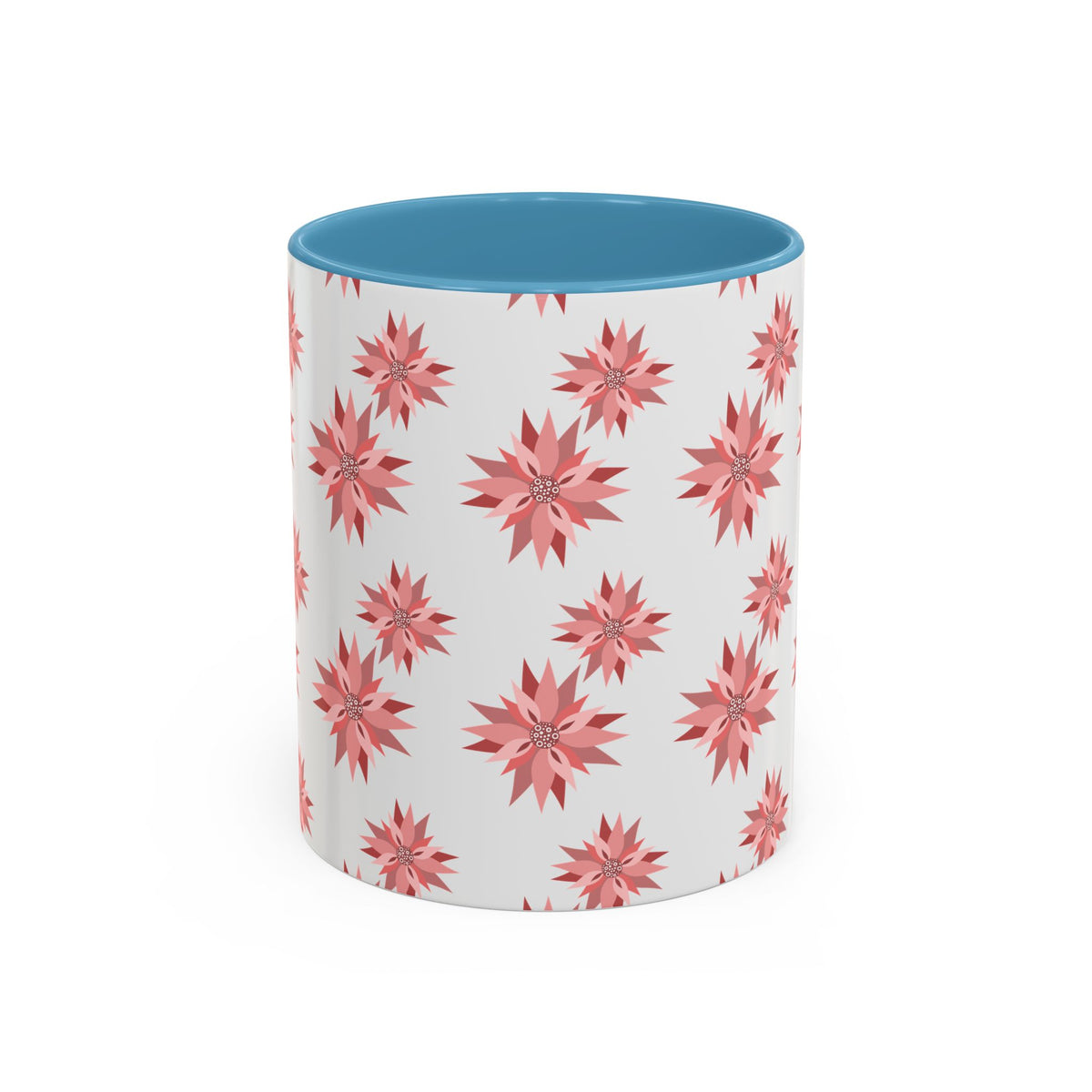 Pink Geometric Floral Accent Coffee Mug — 11/15oz