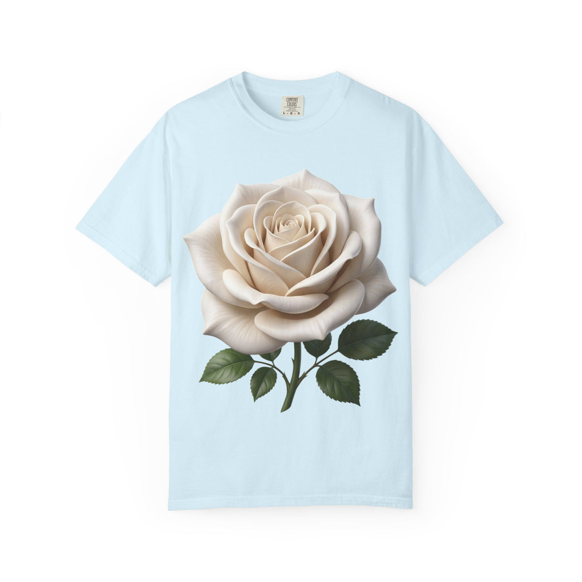 White Rose T-Shirt — Realistic Vintage Floral Tee