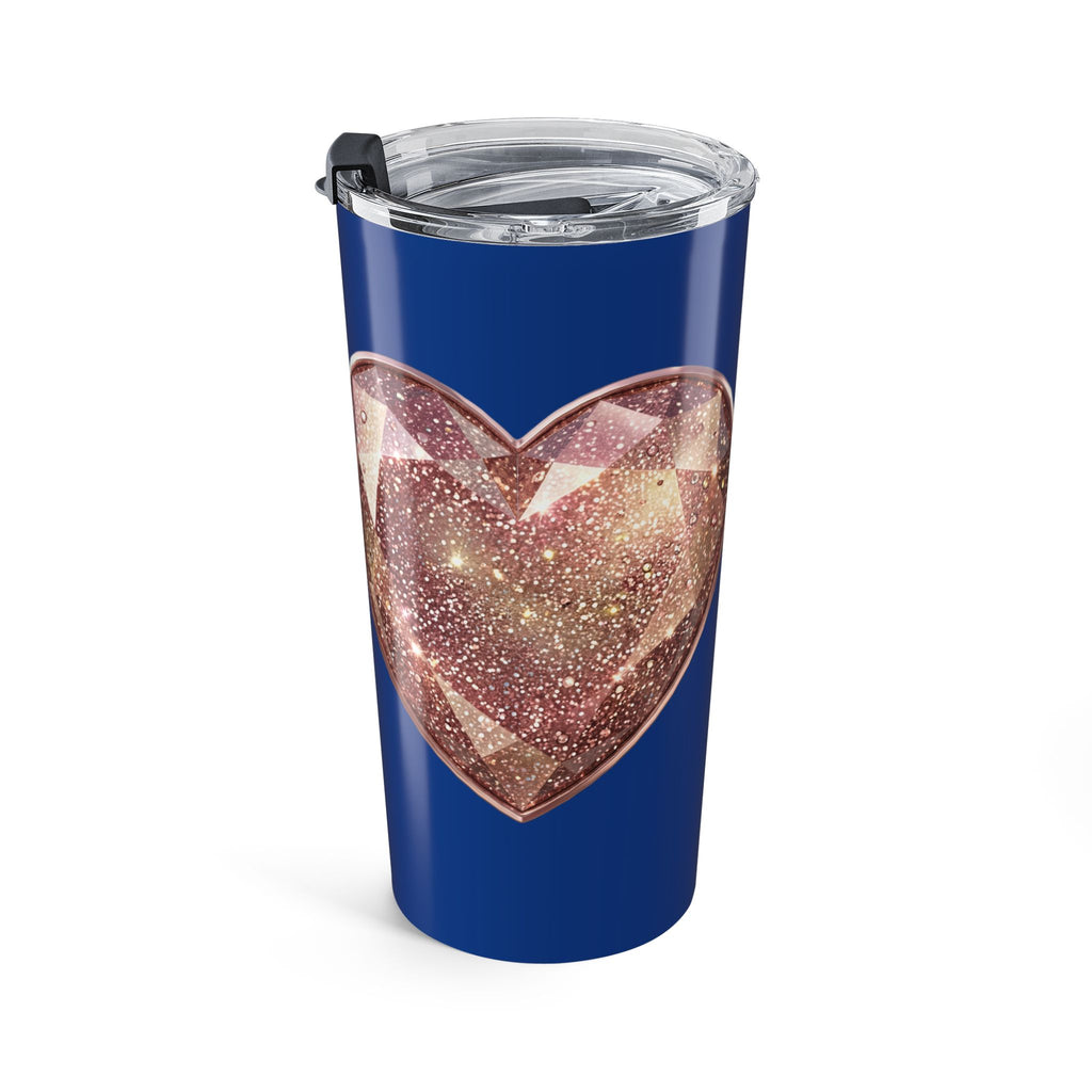 20oz Navy Tumbler with Rose Gold Glitter Star Coasters Design