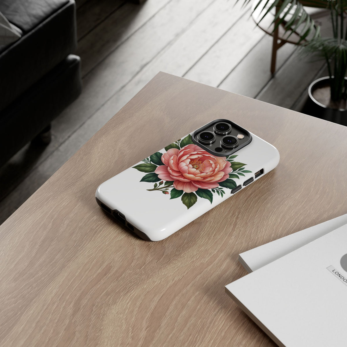 Floral Peony Tough Phone Case — Protective Botanical iPhone Cover