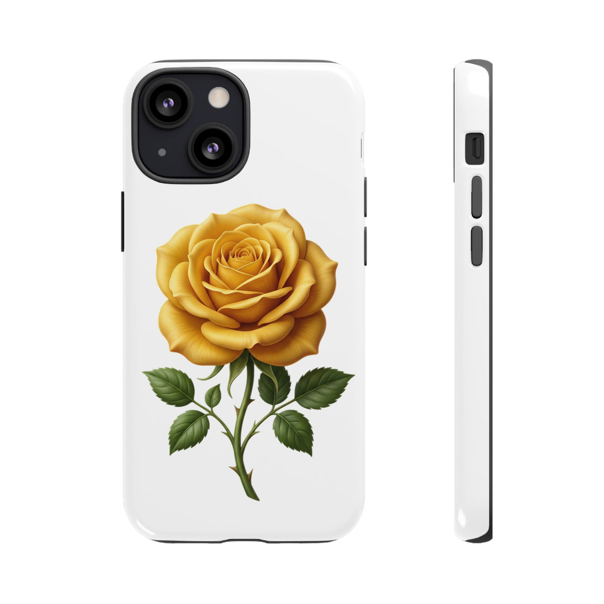 Yellow Rose Phone Case — Vintage Floral Tough Protective Cover