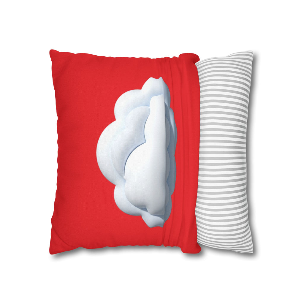 Cloud Graphic Red Pillowcase — Red Cute Cloud Decor