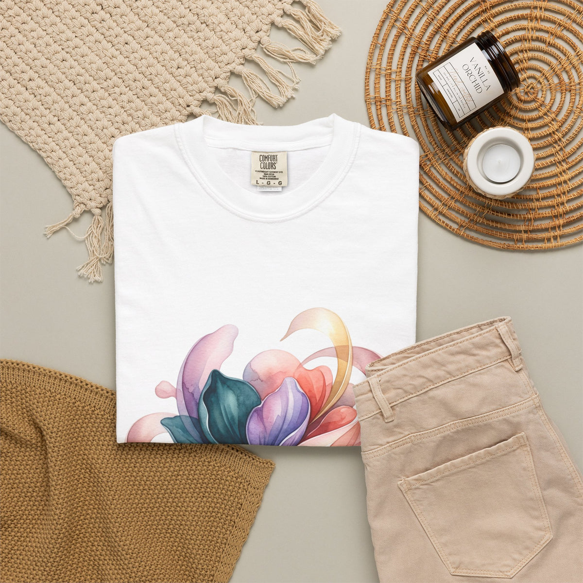T-Shirt — Colorful Abstract Floral Swirl Graphic Tee