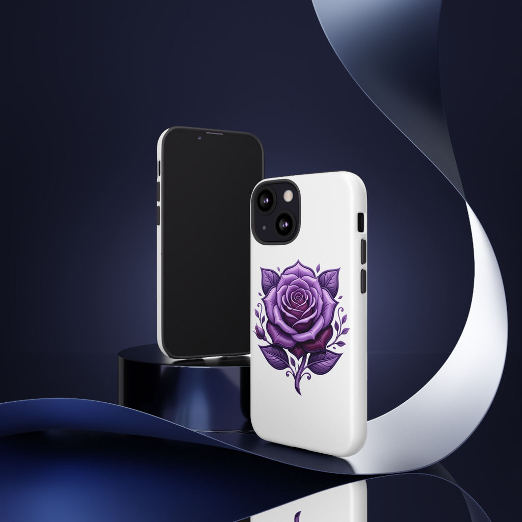 Purple Rose Tough Phone Case — Floral Protective Phone Cover