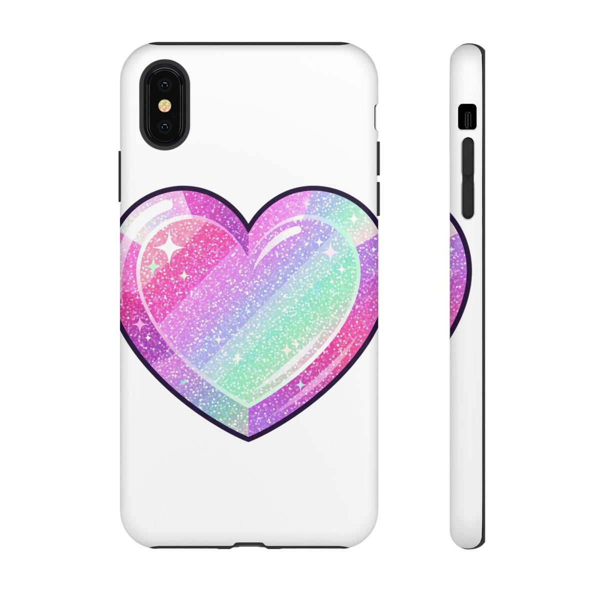 Pastel Glitter Heart Tough Phone Case — Cute Protective Phone Cover