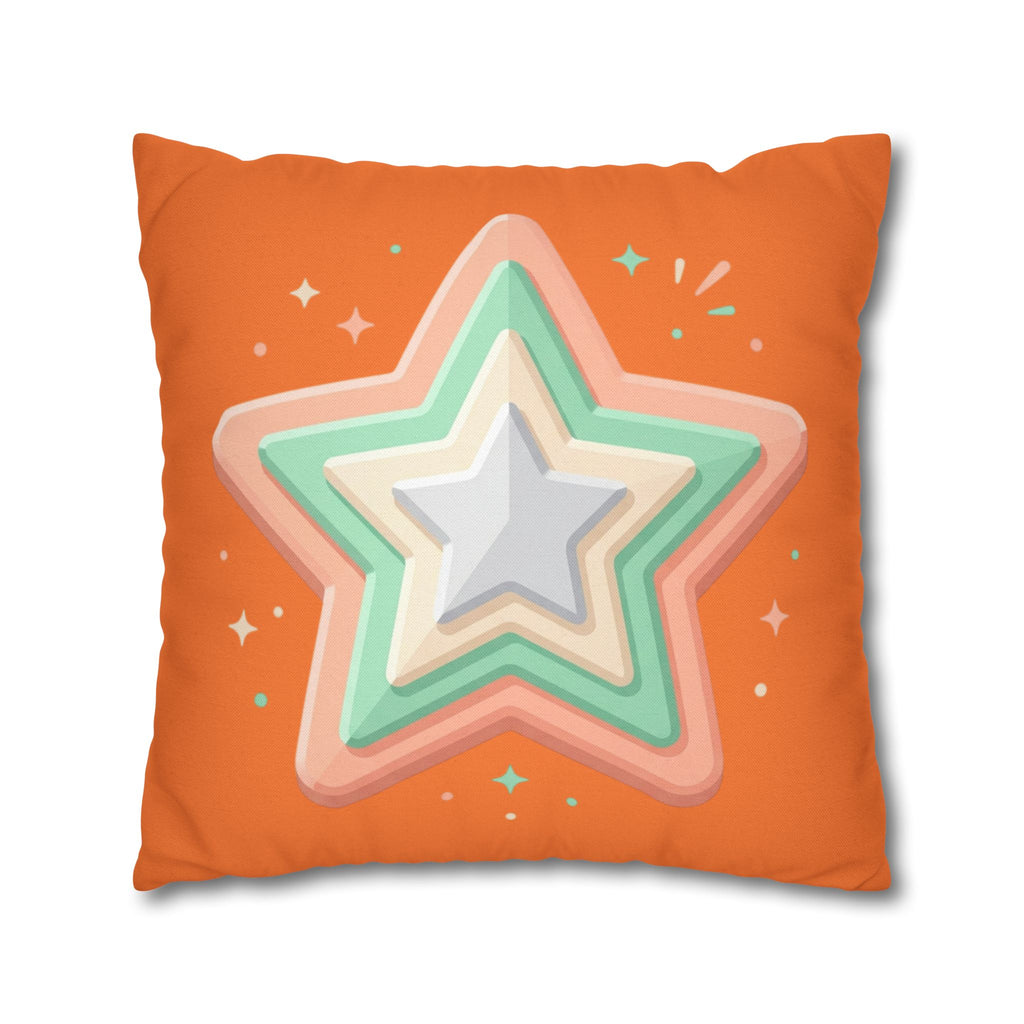 Star Shape Orange Spun Polyester Square Pillowcase
