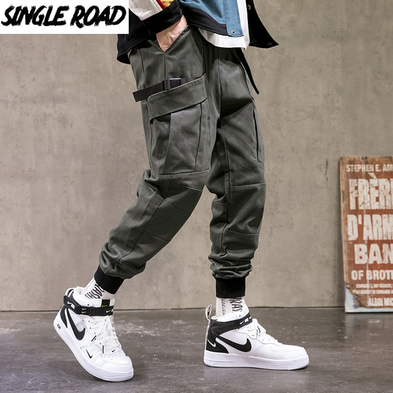 Single Road Mens Cargo Pants Urban Hip Hop Joggers Men Techwear Male Harajuku Streetwear Harem Casual Pants Trousers For Men