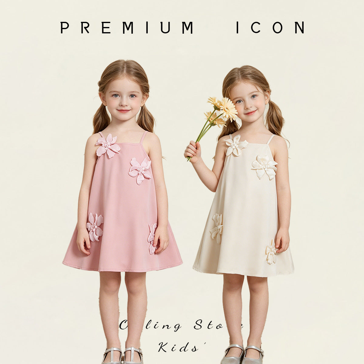 Floral Strap Dress for Girls, Sweet Princess Dress