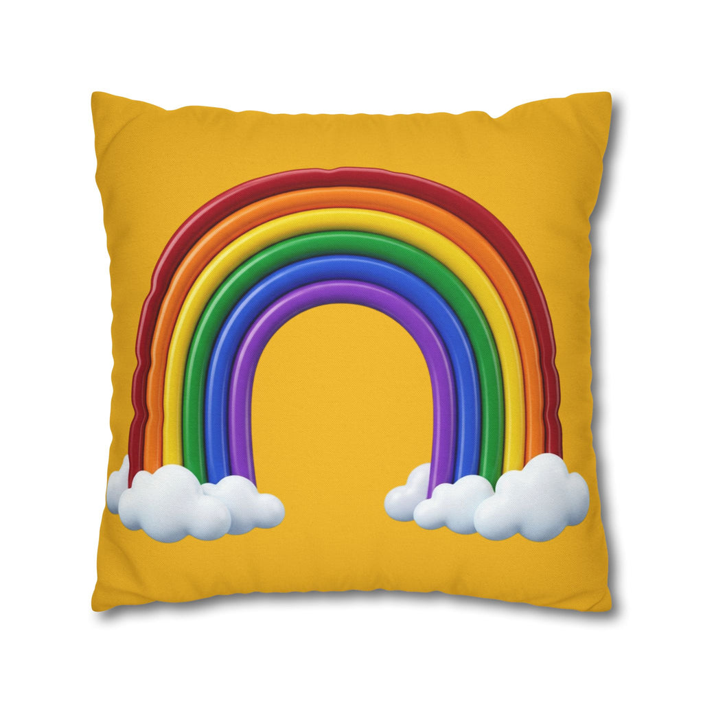 Rainbow Yellow Spun Polyester Square Pillowcase