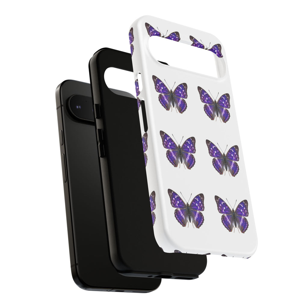 Purple Butterfly Tough Phone Case — Durable Protective iPhone Case with Repeating Butterfly Pattern