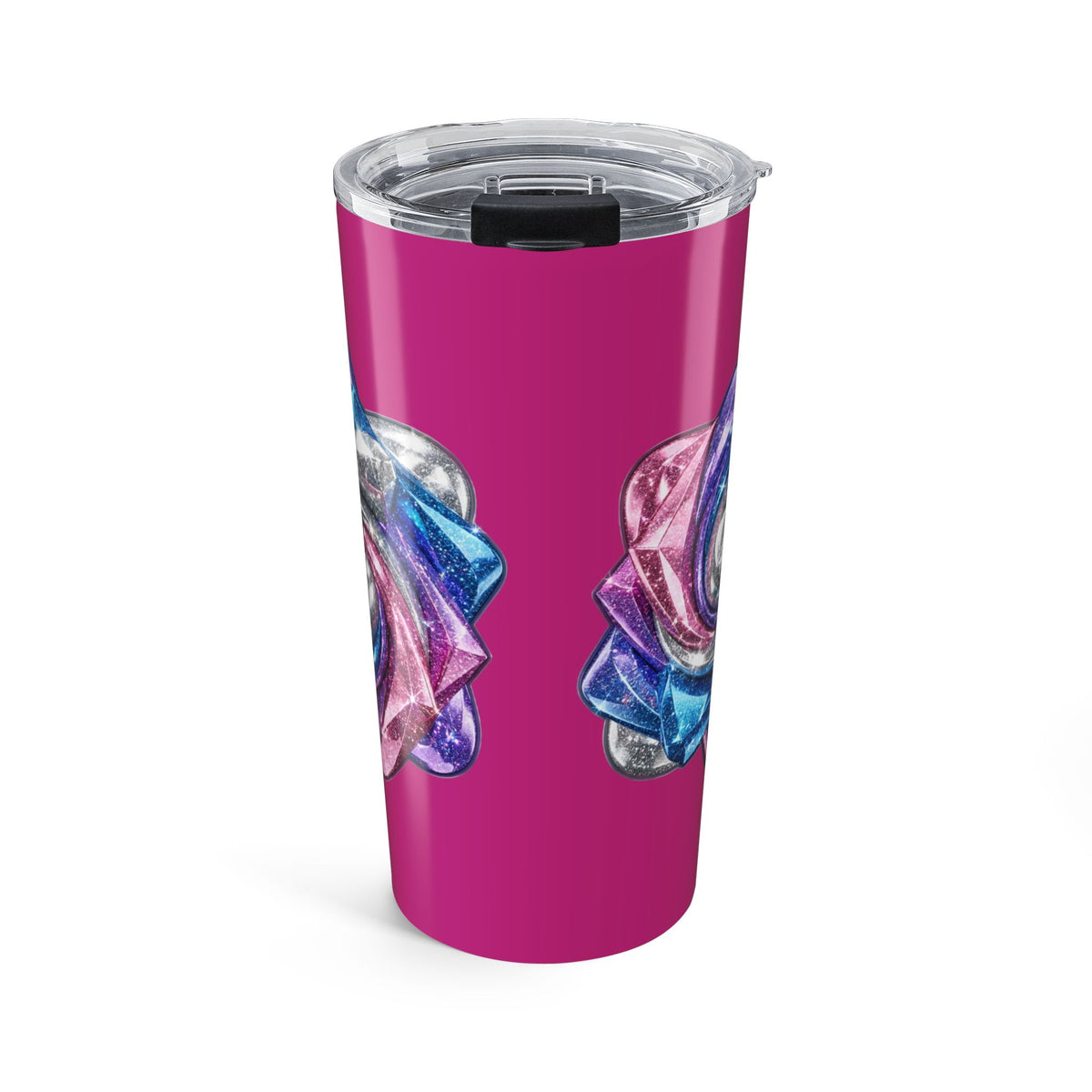 20oz Pink Tumbler Magenta with Iridescent Rose Design - Floral Travel Cup