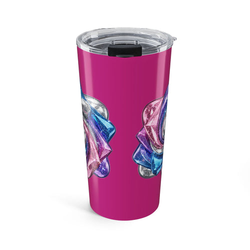 20oz Pink Tumbler Magenta with Iridescent Rose Design - Floral Travel Cup