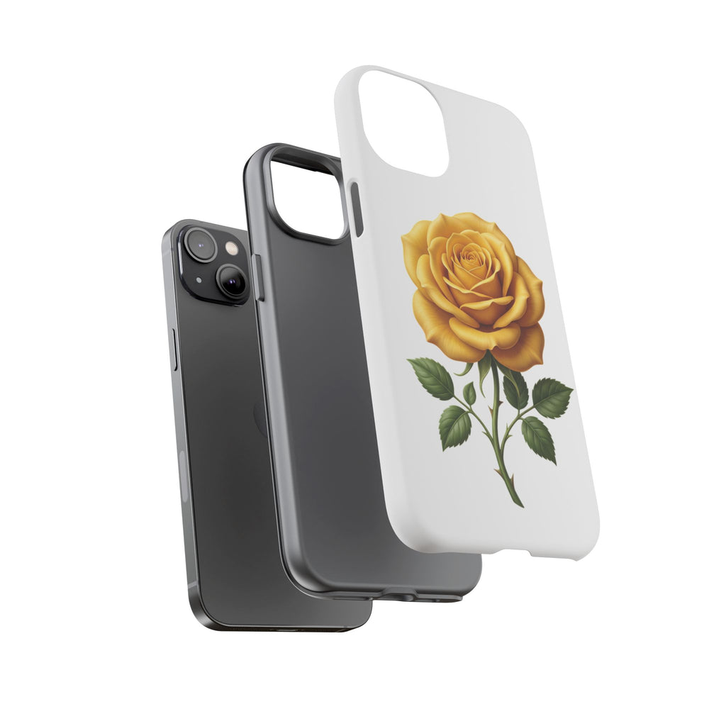 Yellow Rose Phone Case — Vintage Floral Tough Protective Cover
