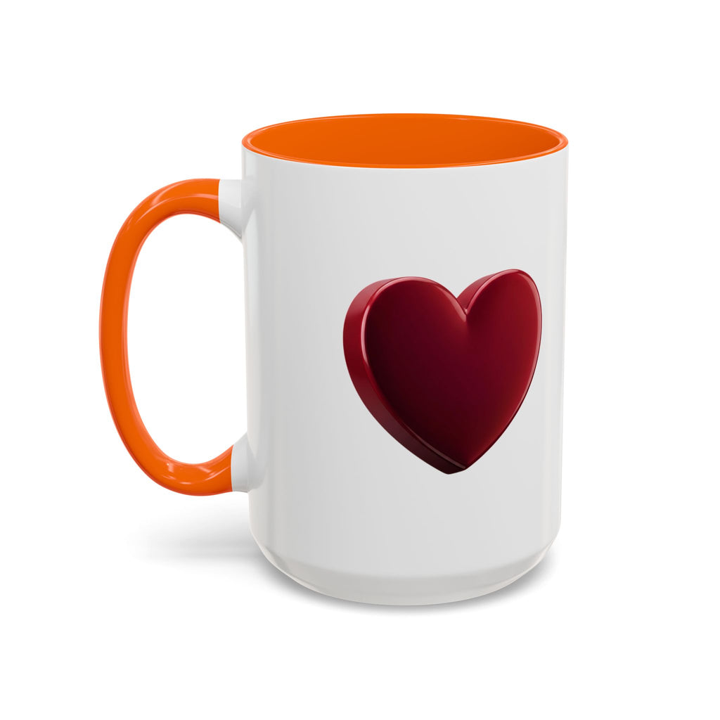 Heart Accent Coffee Mug – Red 3D Heart Design, Valentine’s Day Gift