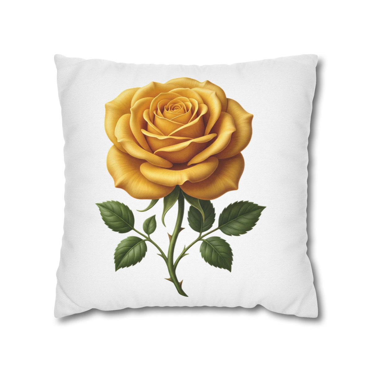 Yellow Rose Spun Polyester Square Pillowcase
