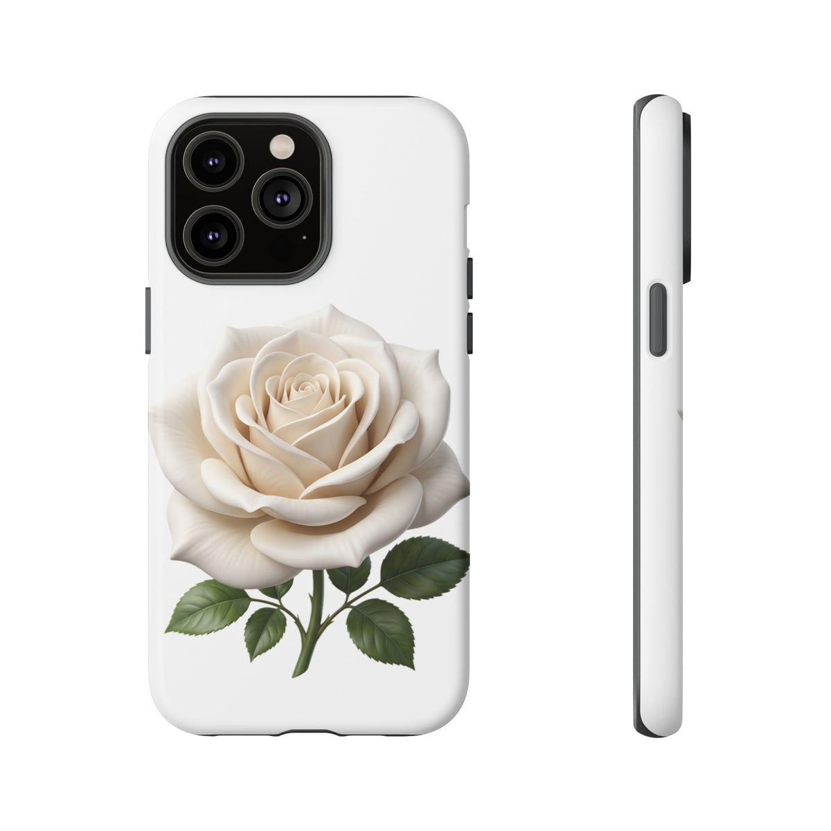 White Rose Tough Phone Case – Elegant Floral Protective Cover