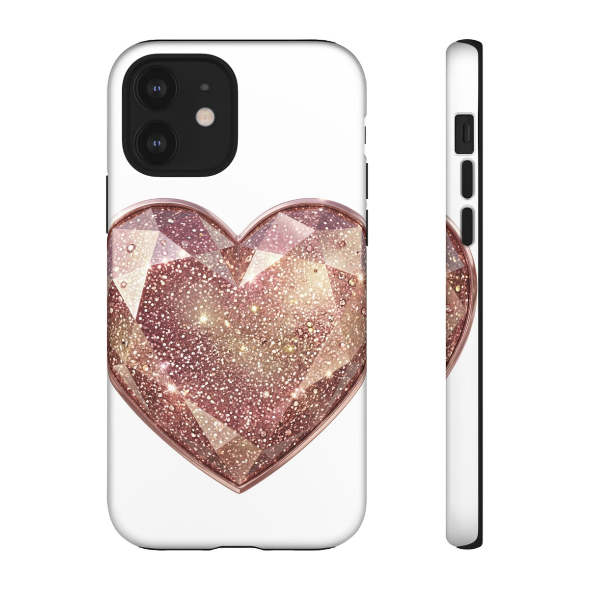 Rose Gold Glitter Crystal Heart Phone Case
