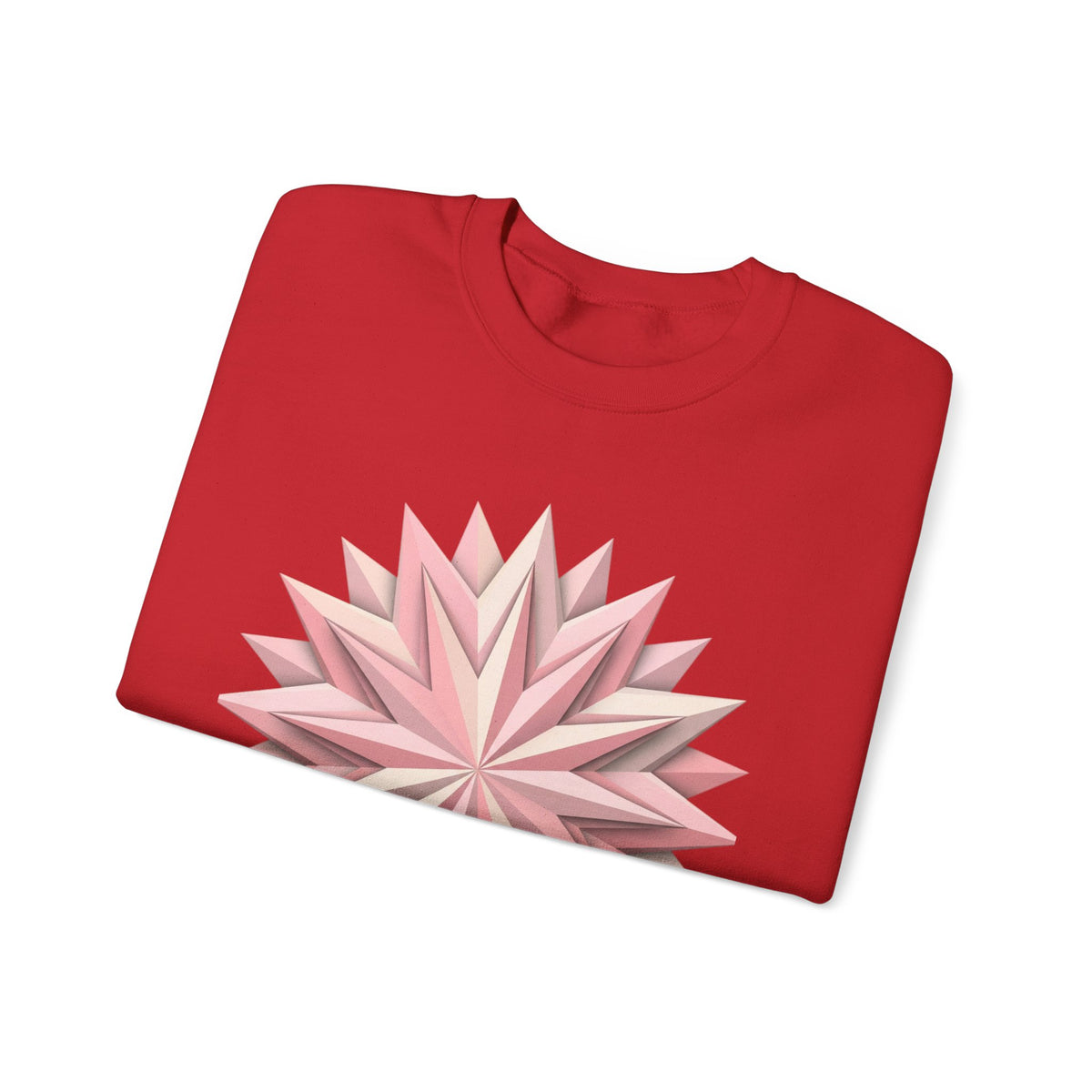 Starburst Polygon Crewneck Sweatshirt — Pink Geometric Floral Graphic