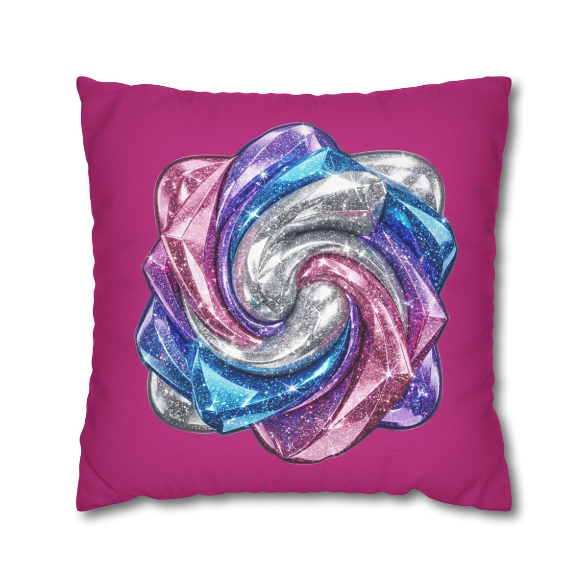 3D Glitter Design Magenta Spun Polyester Square Pillowcase