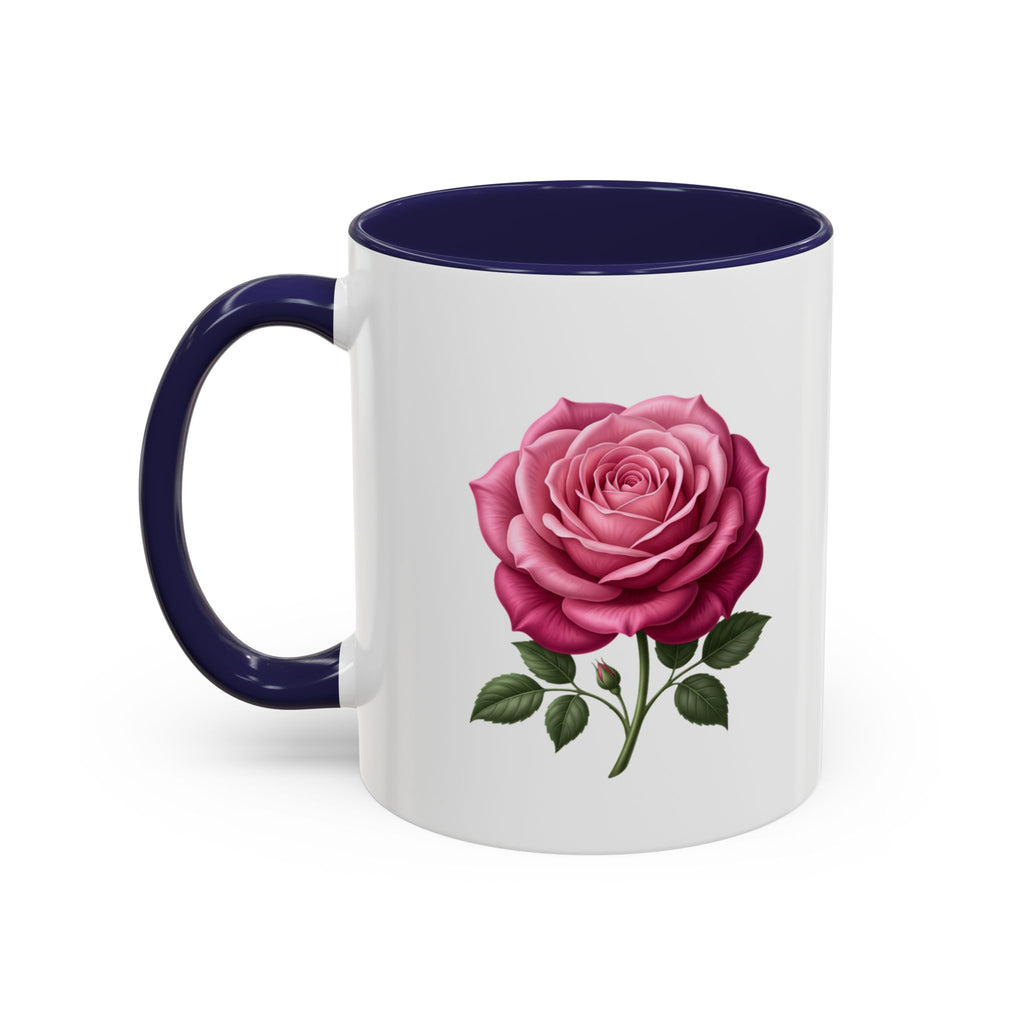 Pink Rose Accent Coffee Mug — Floral Tea & Coffee Cup (11/15 oz)