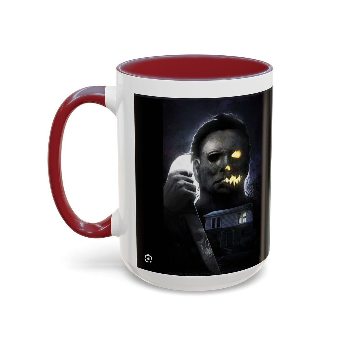 Halloween Michael Myers Accent Coffee Mug — Spooky Horror Movie Jack-O'-Lantern Face (11/15oz)