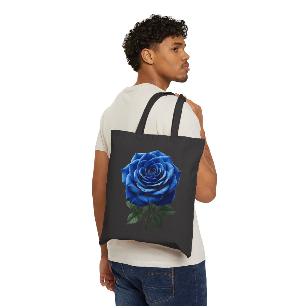 Blue Rose Tote Bag – Botanical Canvas Shopper