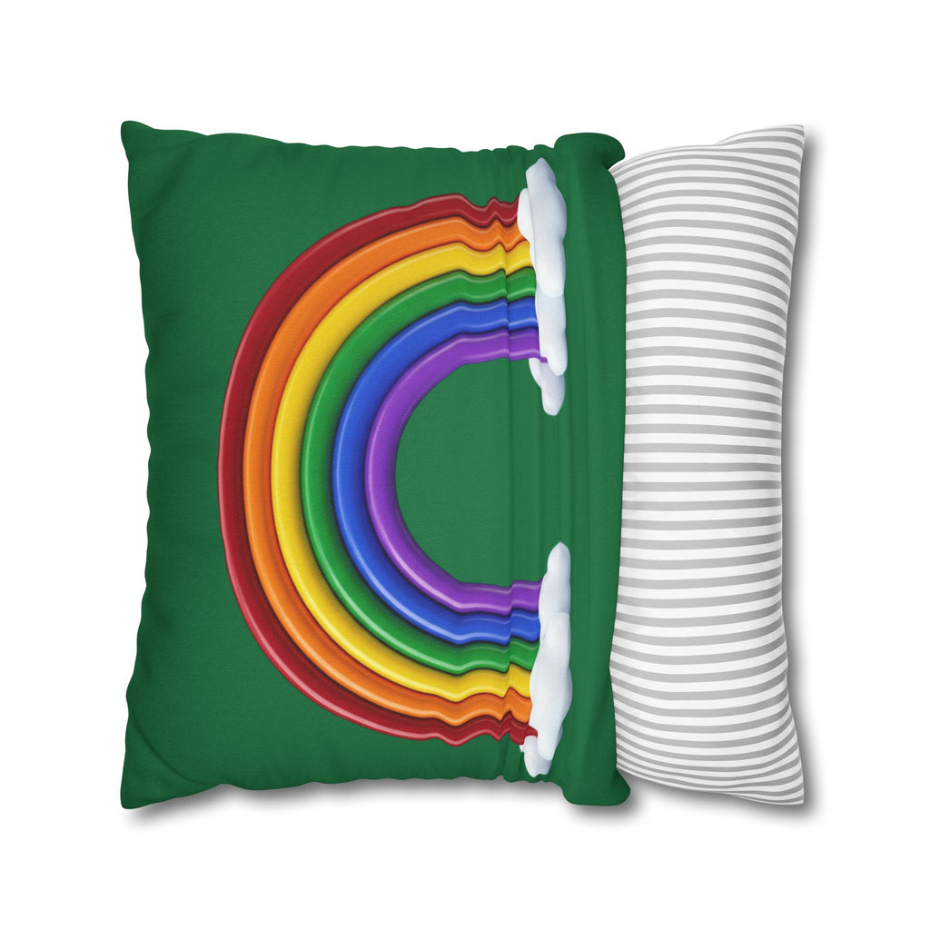 Rainbow Dark Green Spun Polyester Square Pillowcase
