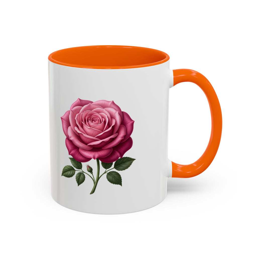 Pink Rose Accent Coffee Mug — Floral Tea & Coffee Cup (11/15 oz)