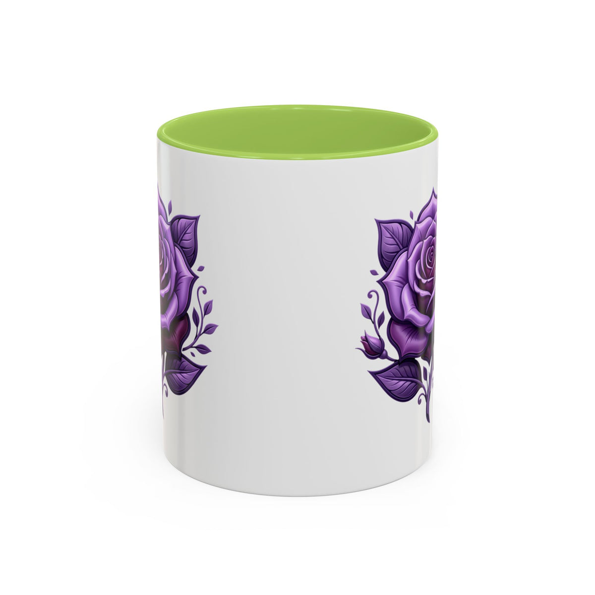 Purple Rose Accent Coffee Mug — Floral Gothic Tea Cup for Women & Gifts
