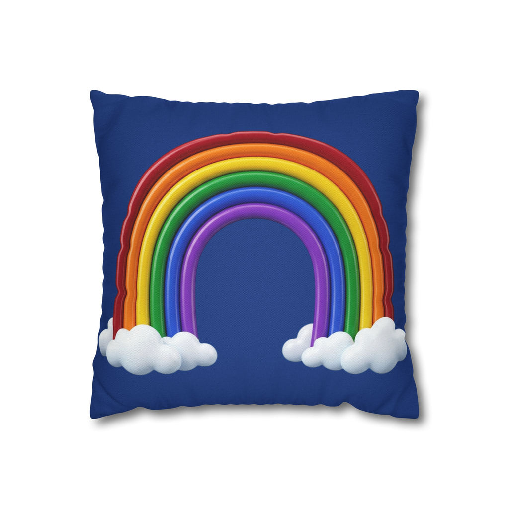 Rainbow Dark Blue Spun Polyester Square Pillowcase