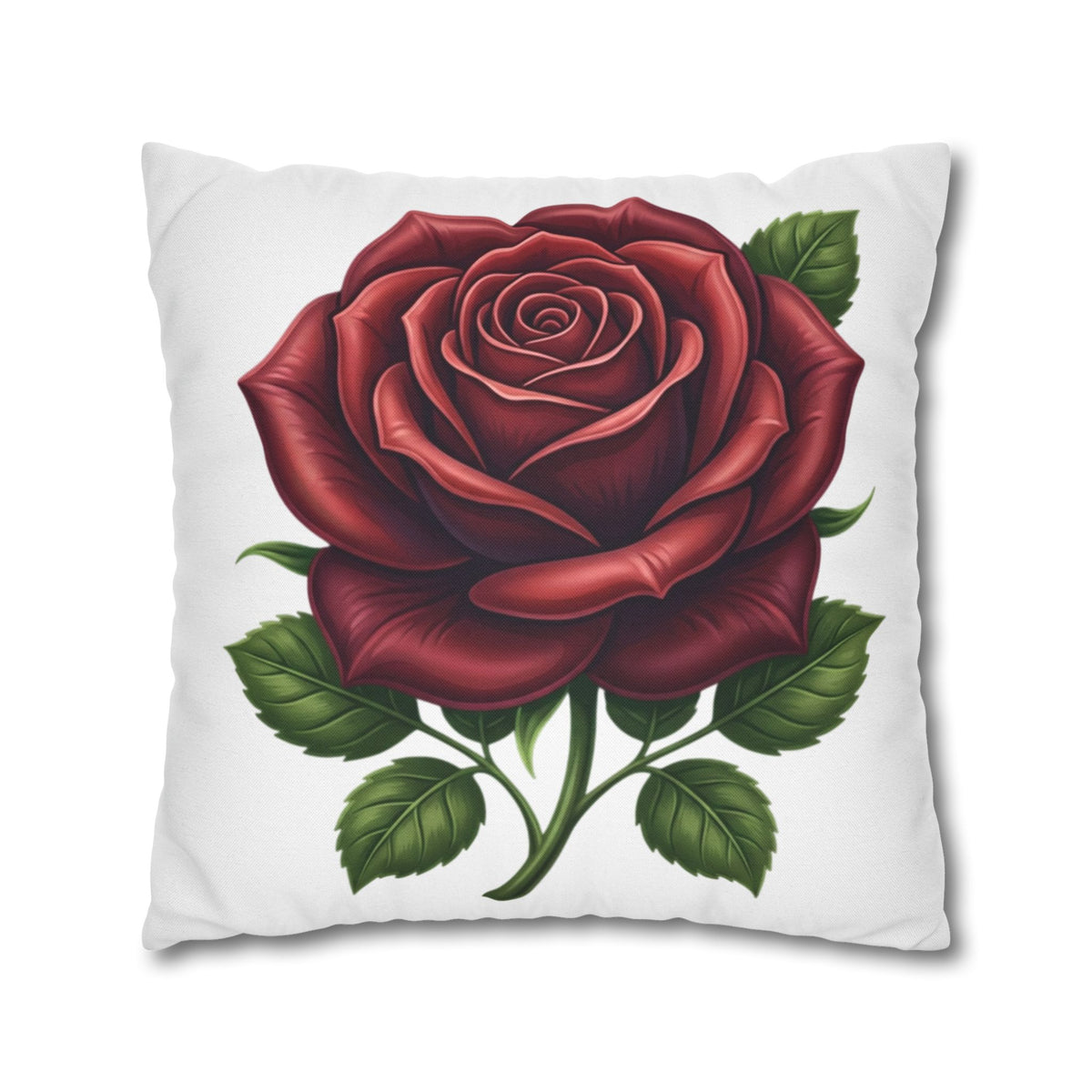 Red Rose Spun Polyester Square Pillowcase