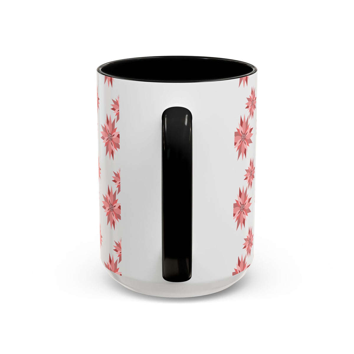 Pink Geometric Floral Accent Coffee Mug — 11/15oz