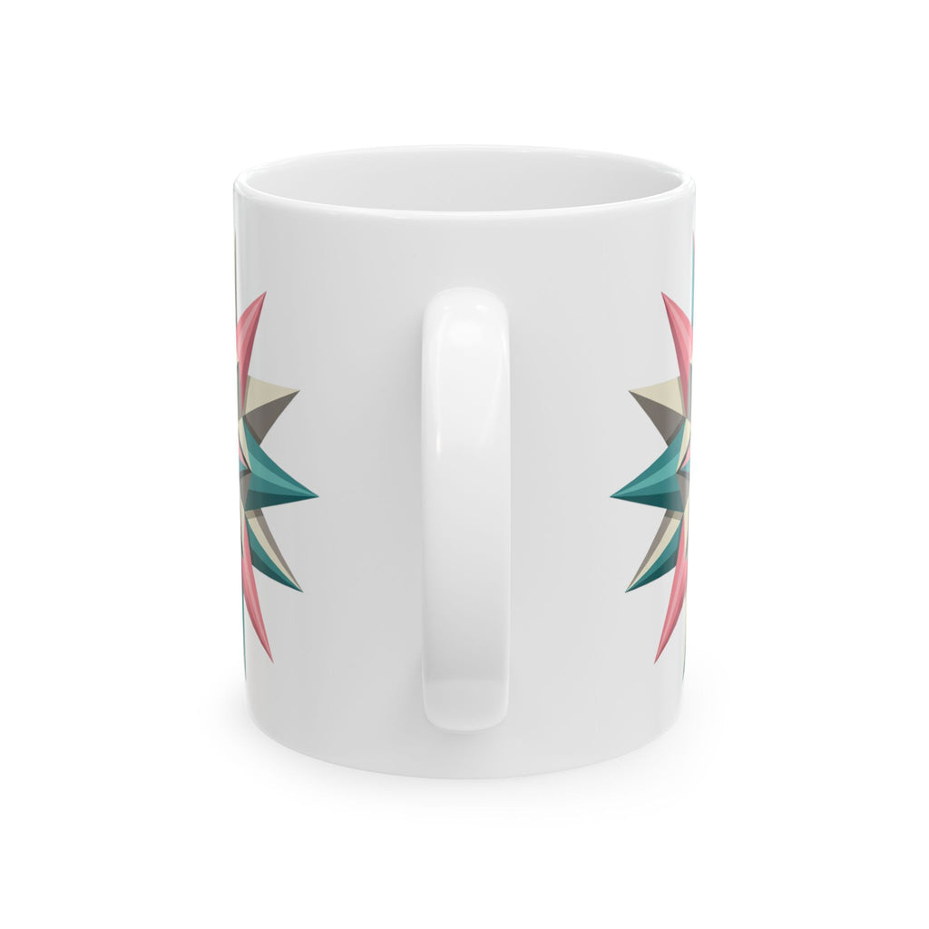 Geometric Starburst Ceramic Mug — Pink & Teal 11oz/15oz