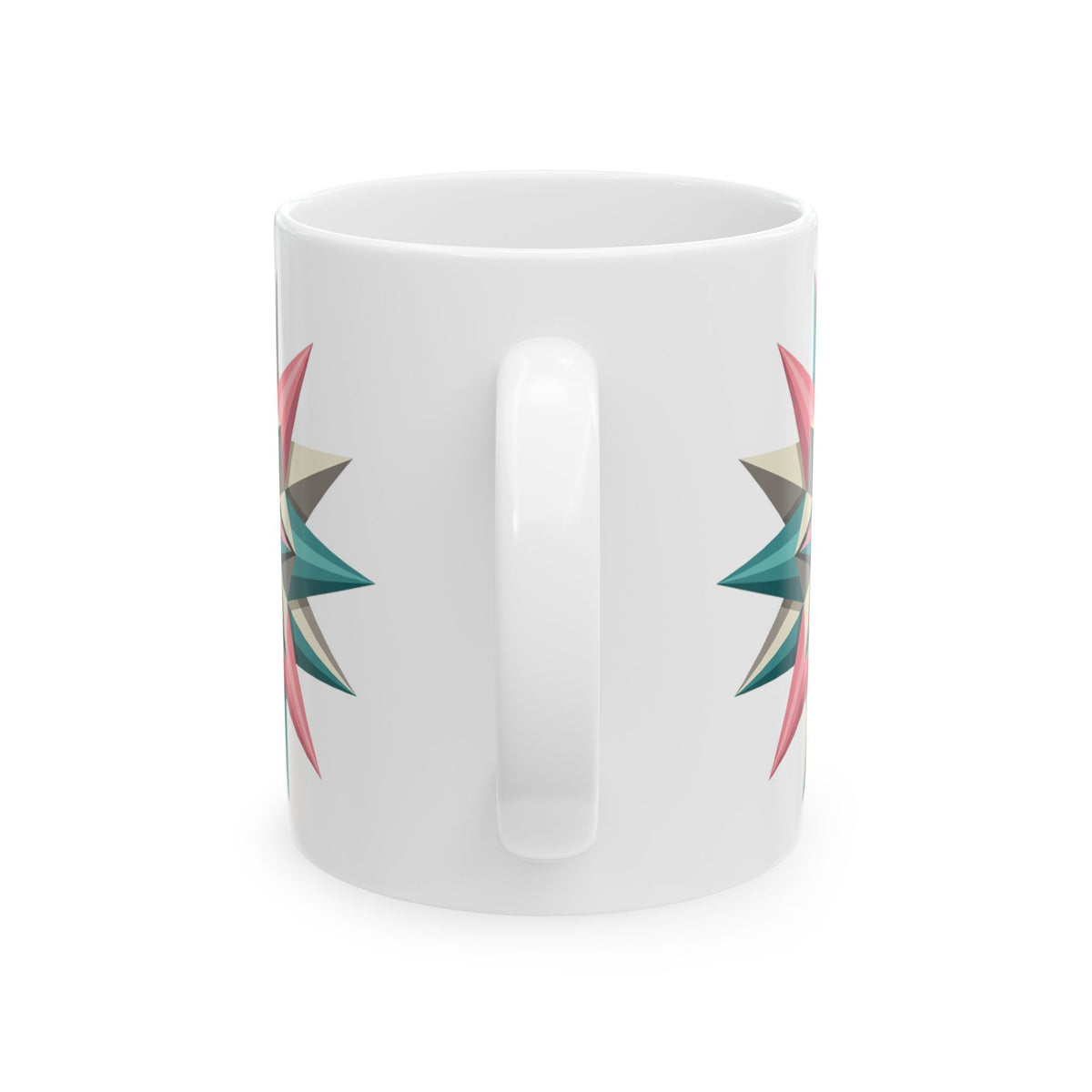 Geometric Starburst Ceramic Mug — Pink & Teal 11oz/15oz