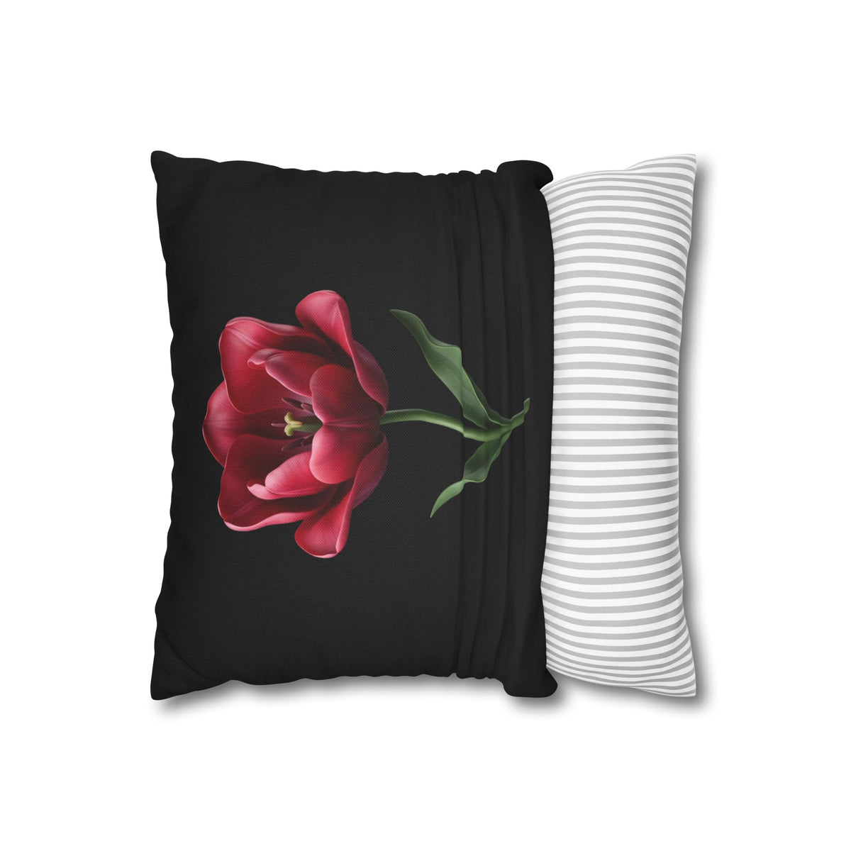 Red Tulip Botanical Throw Pillowcase — Floral Square Cushion Cover