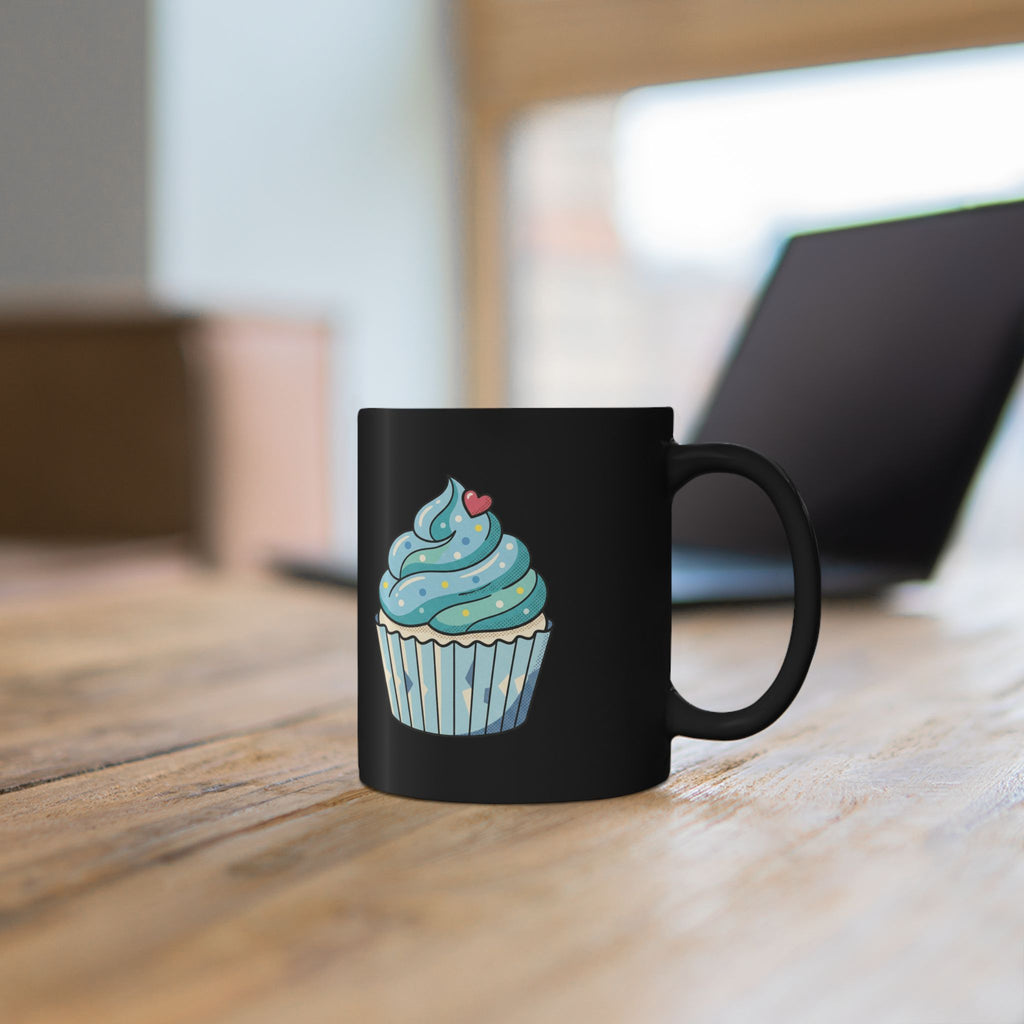 Blue Frosting Cupcake Black Mug (11oz, 15oz)