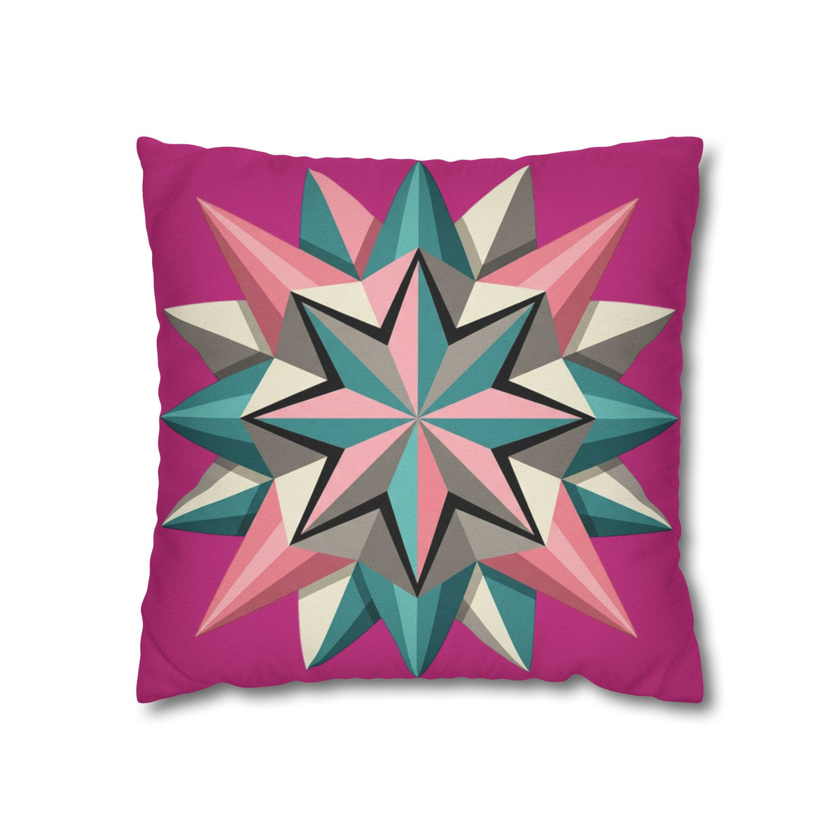 Geometric Starburst Throw Pillowcase — Pink Teal Modern Decorative Cushion Cover