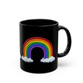 Black Rainbow Mug (11oz/15oz) — Colorful Rainbow & Clouds Coffee Cup