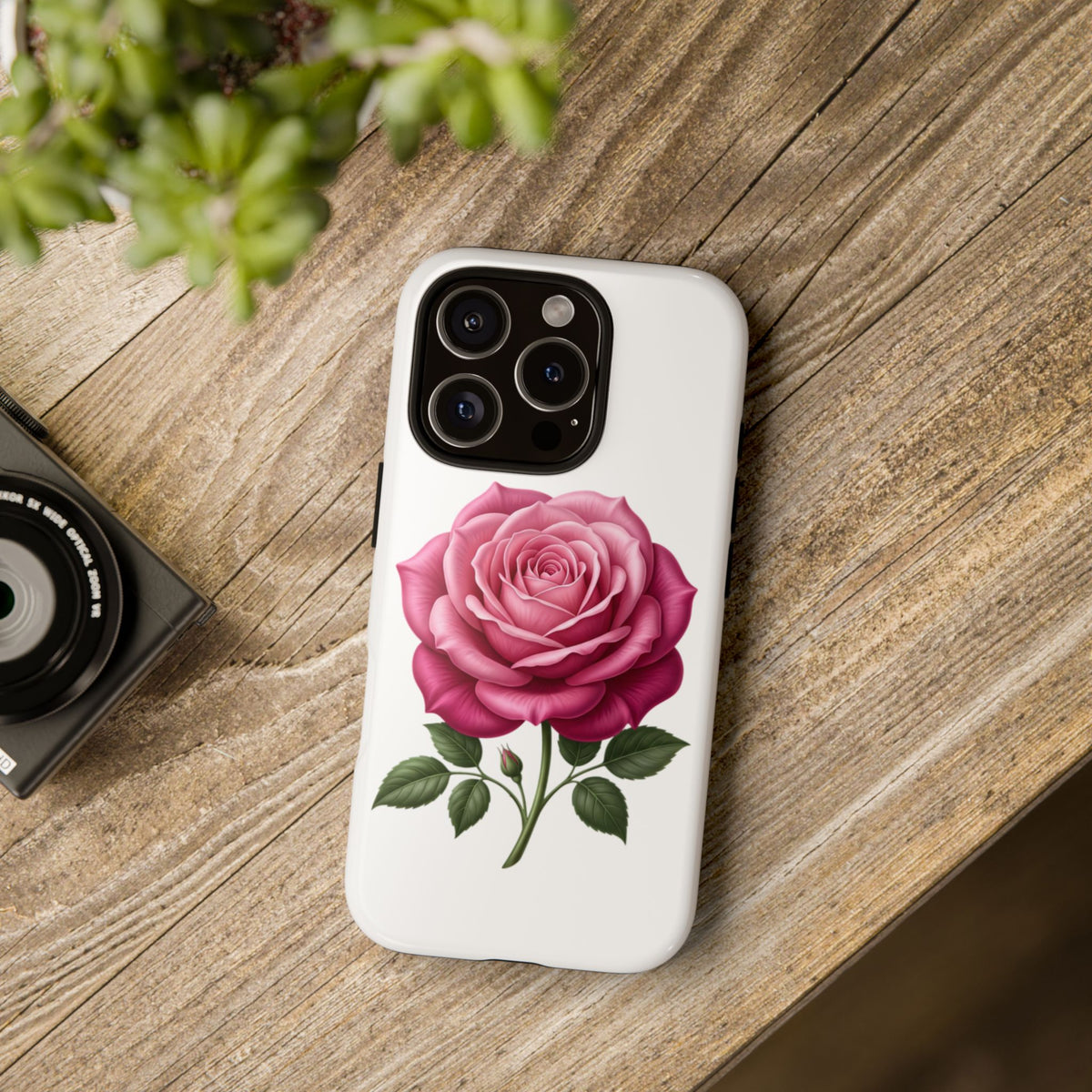 Pink Rose Tough Phone Case — Floral Protective iPhone Cover