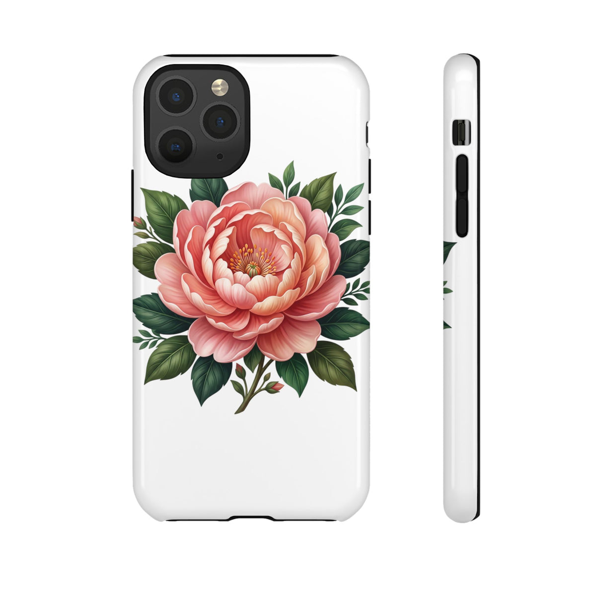 Floral Peony Tough Phone Case — Protective Botanical iPhone Cover