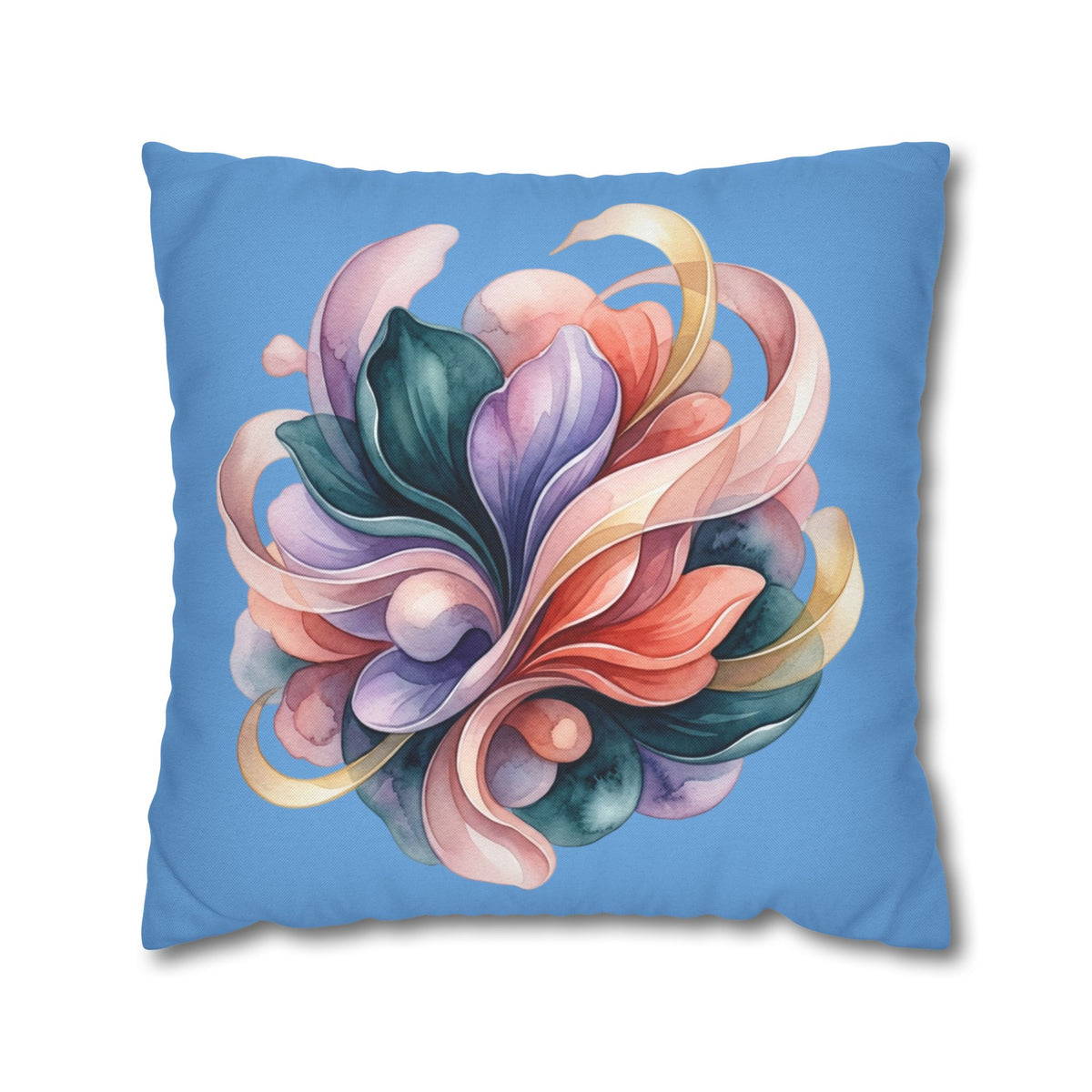 Floral Swirl Pillowcase — Colorful Abstract Blossom Throw Pillow
