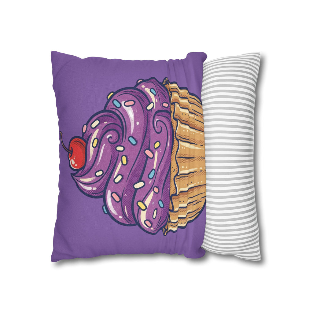 Cupcake Art Pillowcase — Purple Cupcake Decorative Throw Pillow Cover- Light Purple