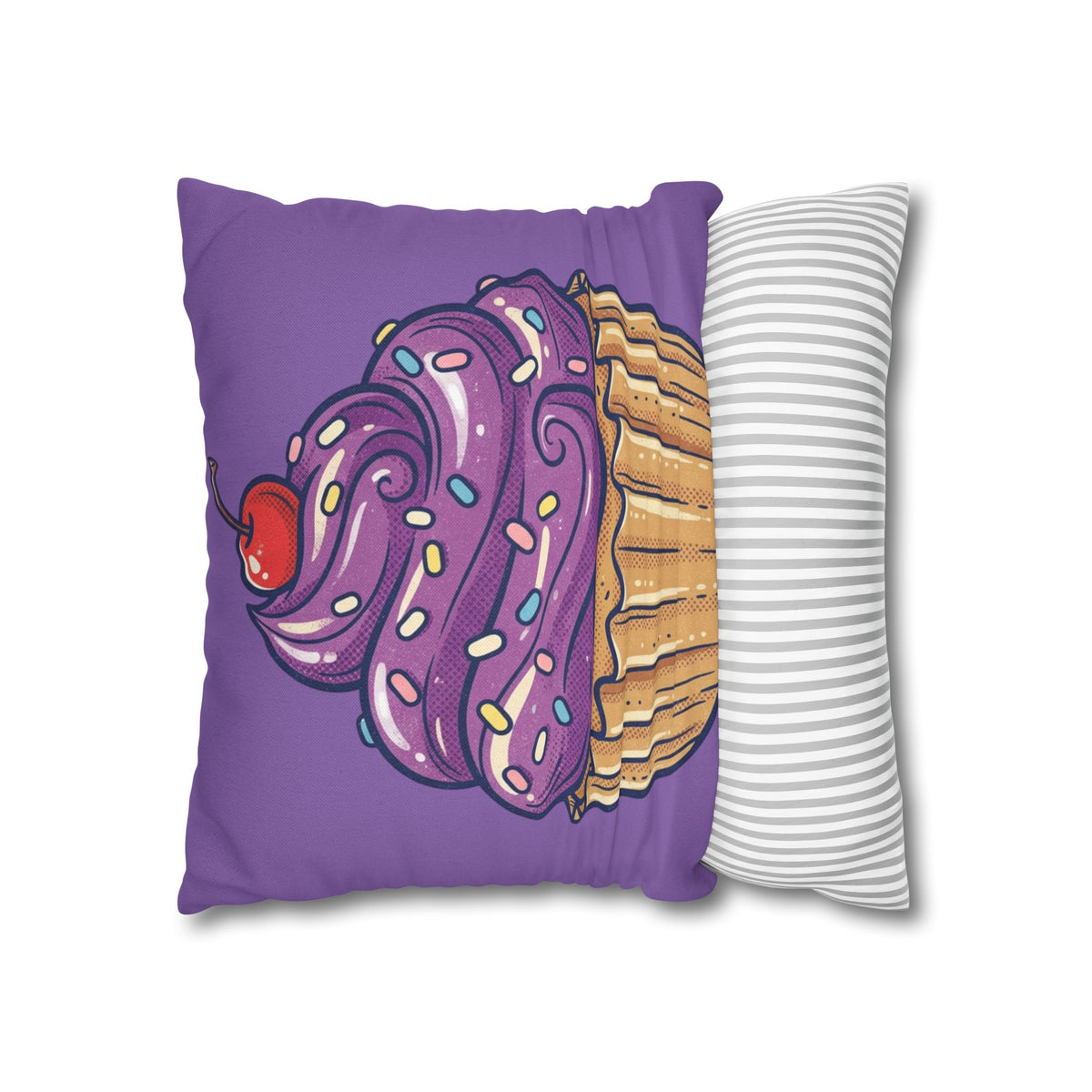 Cupcake Art Pillowcase — Purple Cupcake Decorative Throw Pillow Cover- Light Purple