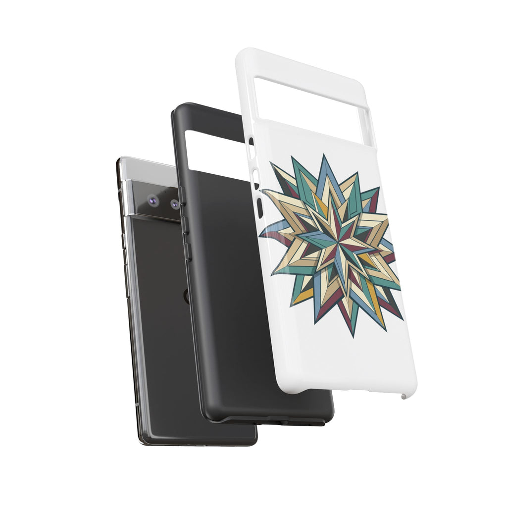 Geometric Star Phone Case — Teal & Earthtone Mandala Design