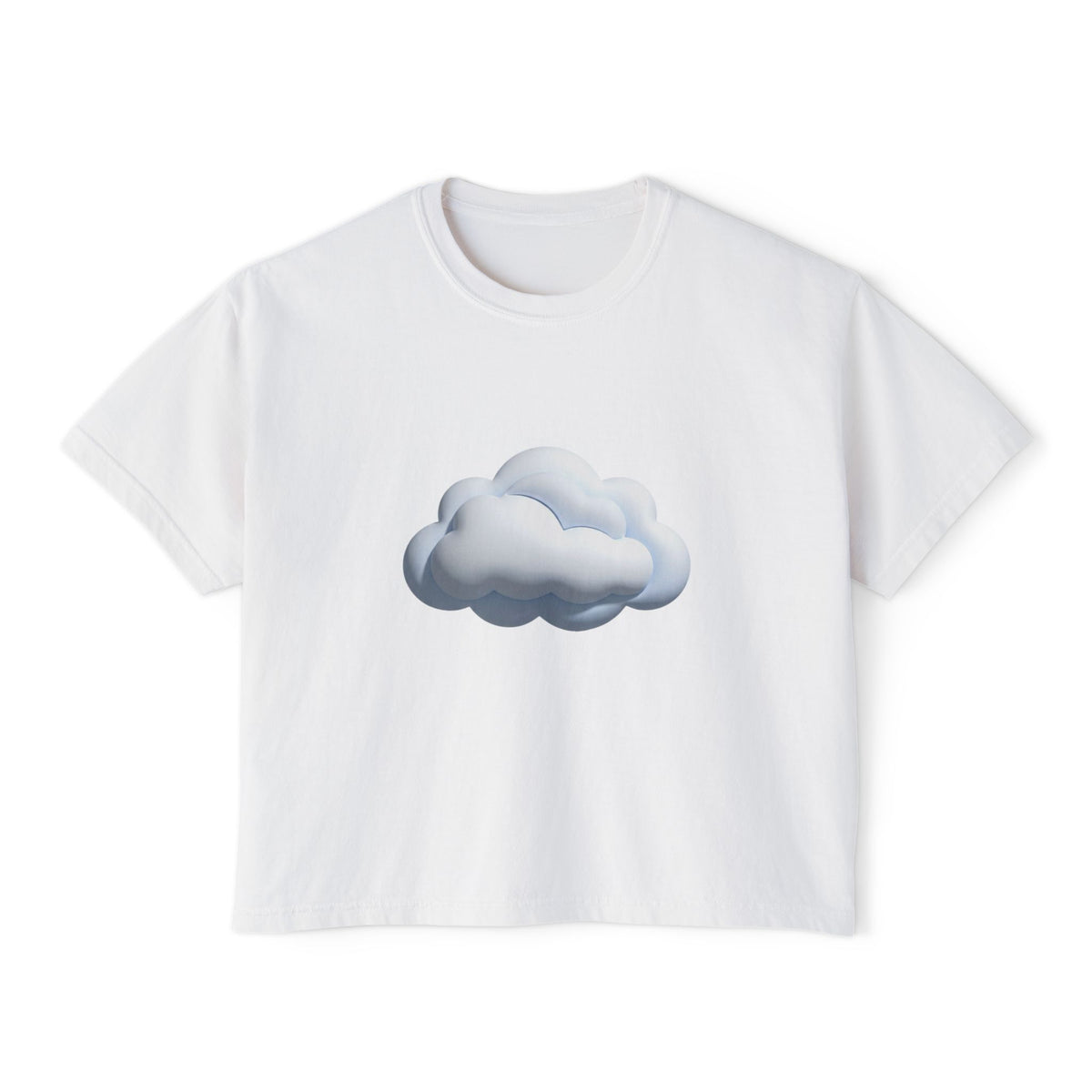 Cloud Graphic Boxy Tee — Minimal Cloud Illustration Women’s Cropped T-Shirt