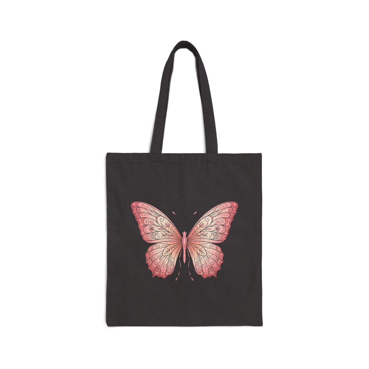 Butterfly Canvas Tote Bag — Vintage Pink Floral Wing Eco Market Bag