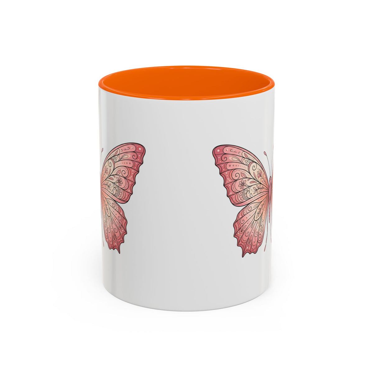Pink Watercolor Butterfly Accent Coffee Mug — Floral Boho Tea & Coffee Cup (11/15oz)